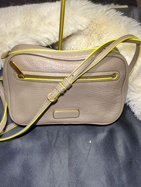 Marc by Marc Jacobs SallyTaupe Pebbled Crossbody w/Yellow Trim NOW ONLY $85